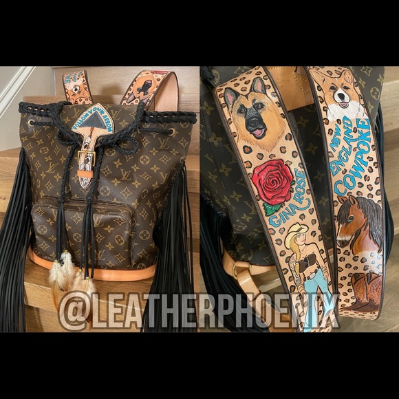 Custom Boho Louis Vuitton Backpack with Fringe - Picture 4 of 4